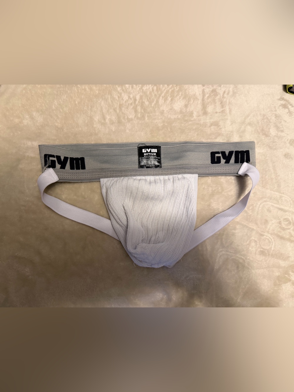 Athletic White Jockstrap with Gray Waistband